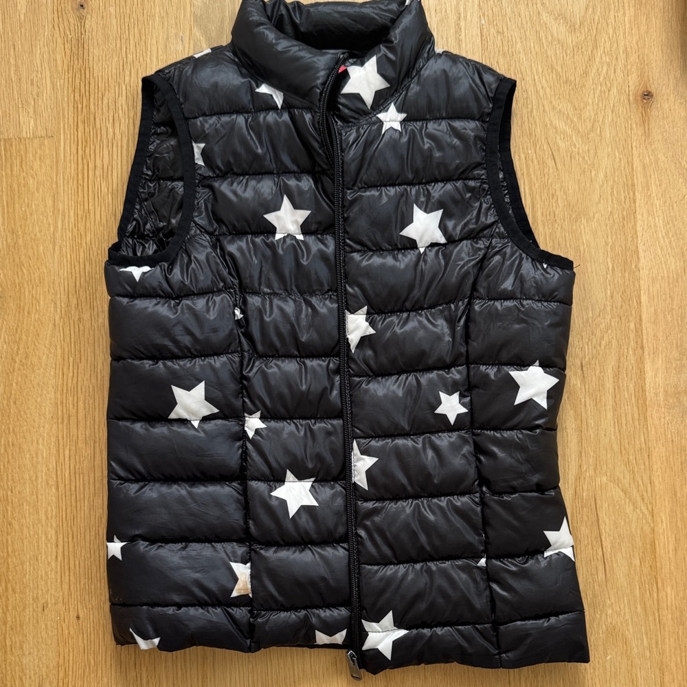 Aqua Black Star Puffer Vest for Kids